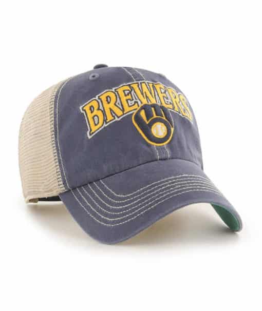 Milwaukee Brewers 47 Brand Vintage Navy Tuscaloosa Clean Up Mesh Adjustable Hat