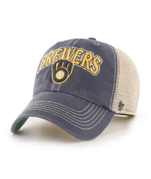 Milwaukee Brewers 47 Brand Vintage Navy Tuscaloosa Clean Up Mesh Snapback Hat