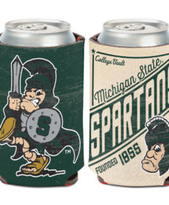 Michigan State Spartans 12 oz Vintage Green Can Koozie Holder