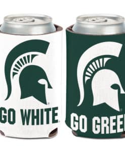 Michigan State Spartans 12 oz Go Green Go White Slogan Can Koozie Holder