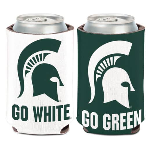 Michigan State Spartans 12 oz Go Green Go White Slogan Can Koozie Holder