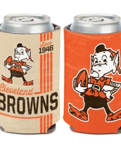 Cleveland Browns Vintage 12 oz Brown Orange Can Koozie Holder