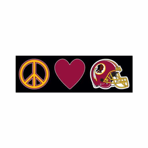 Washington Redskins Peace & Love 3" x 10" Window Decal