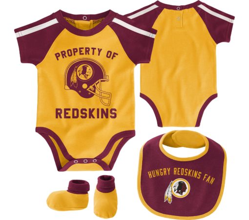 Washington Redskins Baby Gold Burgundy 3 Piece Creeper Set