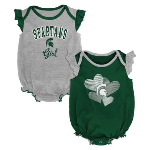 Michigan State Spartans Baby Girl 2 Pack Onesie Creeper Set - Detroit ...