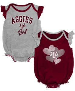 Texas A&M Aggies Baby Girl 2 Pack Onesie Creeper Set