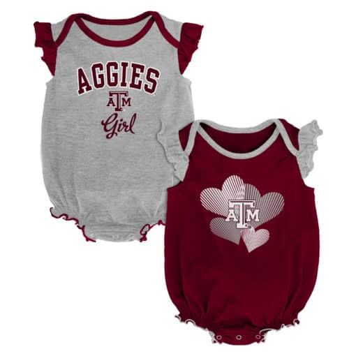 Texas A&M Aggies Baby Girl 2 Pack Onesie Creeper Set