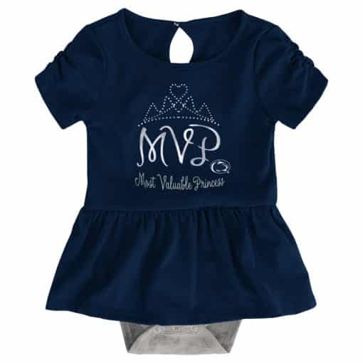 Penn State Nittany Lions Baby Girls Navy MVP Princess 3 Piece Creeper Set - Image 5