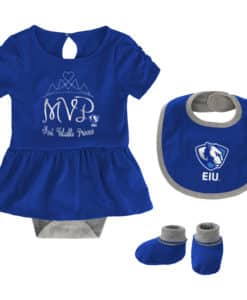 Eastern Illinois EIU Panthers Baby Girls Blue MVP Princess 3 Piece Creeper Set