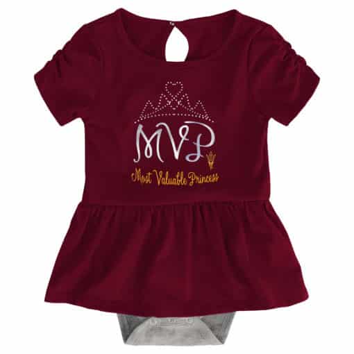 Arizona State Sun Devils Baby Girls Maroon MVP Princess 3 Piece Creeper Set - Image 5