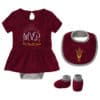 Arizona State Sun Devils Baby Girls Maroon MVP Princess 3 Piece Creeper Set