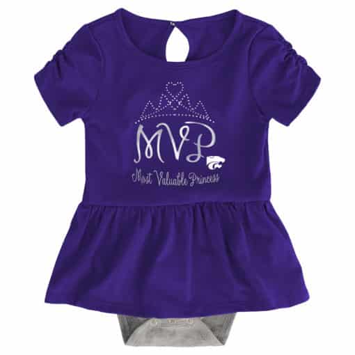 Kansas State Wildcats Baby Girls Purple MVP Princess 3 Piece Creeper Set - Image 5