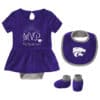 Kansas State Wildcats Baby Girls Purple MVP Princess 3 Piece Creeper Set