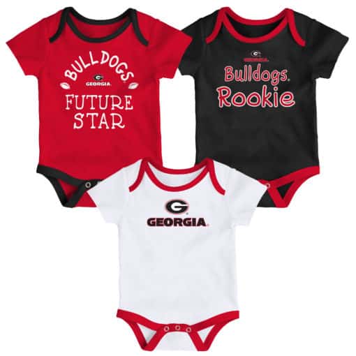 Georgia Bulldogs Baby 3 Pack Future Star Onesie Creeper Set