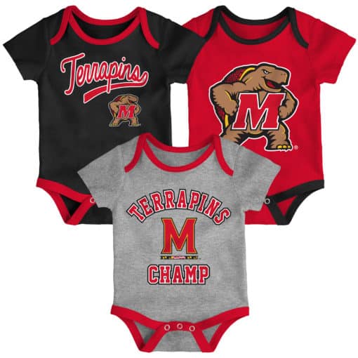 Maryland Terrapins Baby 3 Pack Champ Onesie Creeper Set