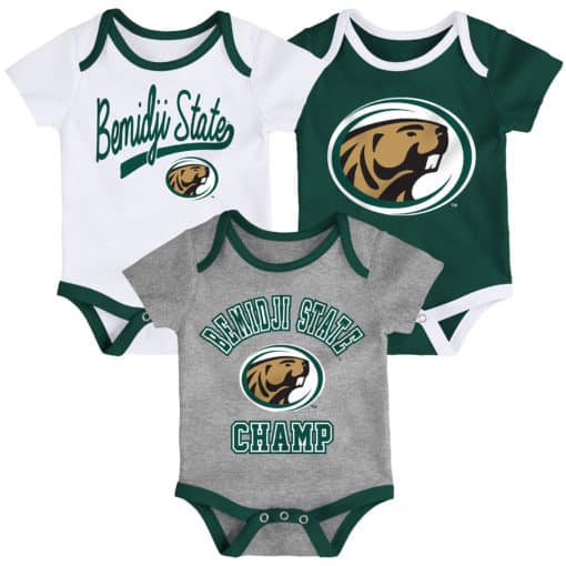 Bemidji State Beavers Baby 3 Pack Champ Onesie Creeper Set