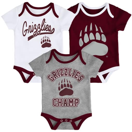 Montana Grizzlies Baby 3 Pack Champ Onesie Creeper Set