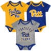 Pittsburgh Pitt Panthers Baby 3 Pack Champ Onesie Creeper Set