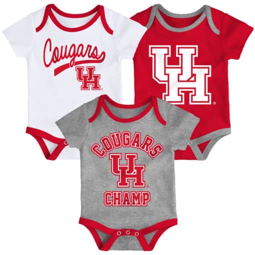 Houston Cougars Baby 3 Piece Champ Onesie Creeper Set