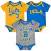 UCLA Bruins Baby 3 Piece Champ Onesie Creeper Set