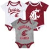 Washington State Cougars 3 Pack Champ Onesie Creeper Set