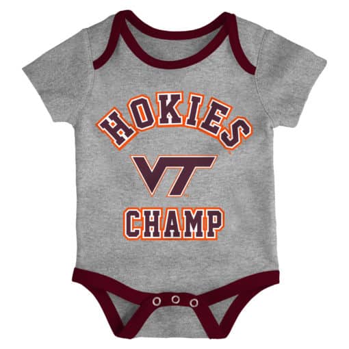 Virginia Tech Hokies Baby 3 Pack Champ Onesie Creeper Set - Image 4