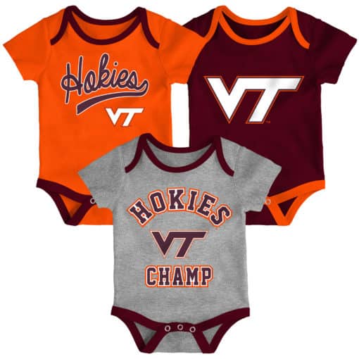 Virginia Tech Hokies Baby 3 Pack Champ Onesie Creeper Set