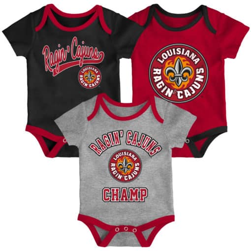 Louisiana Ragin Cajuns 3 Pack Champ Onesie Creeper Set