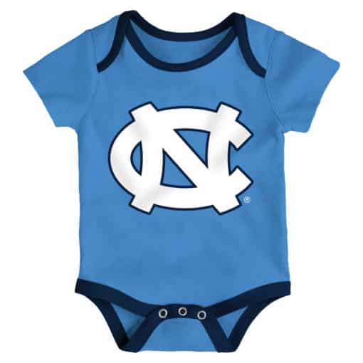 North Carolina Tar Heels Baby 3 Piece Champ Onesie Creeper Set - Image 2
