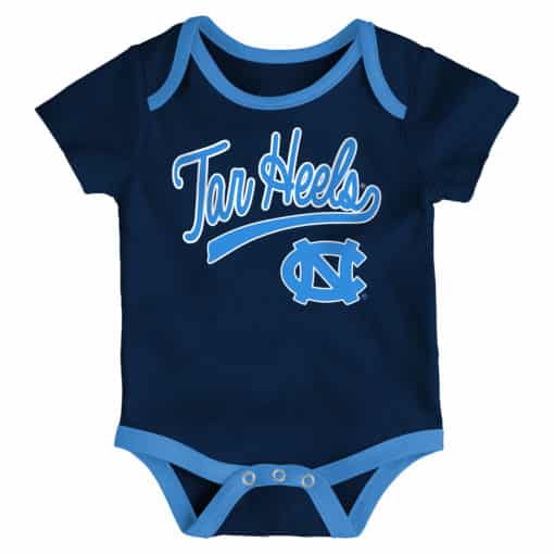 North Carolina Tar Heels Baby 3 Piece Champ Onesie Creeper Set - Image 3