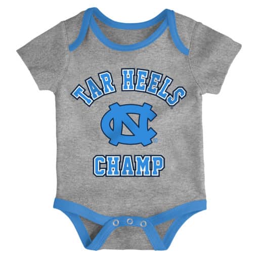 North Carolina Tar Heels Baby 3 Piece Champ Onesie Creeper Set - Image 4