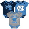 North Carolina Tar Heels Baby 3 Piece Champ Onesie Creeper Set