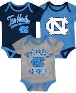 North Carolina Tar Heels Baby 3 Piece Champ Onesie Creeper Set