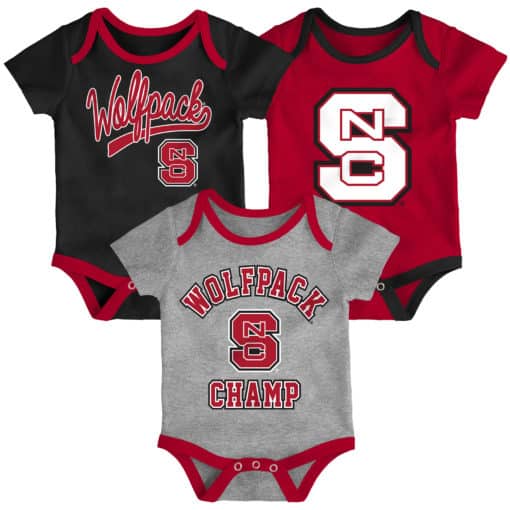 North Carolina State Wolfpack 3 Pack Champ Onesie Creeper Set