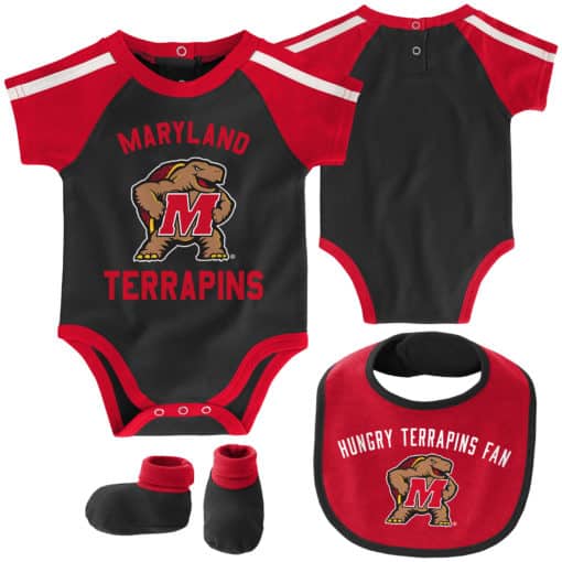 Maryland Terrapins Baby Black 3 Piece Creeper Set