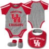 Houston Cougars Baby Gray Red 3 Piece Creeper Set