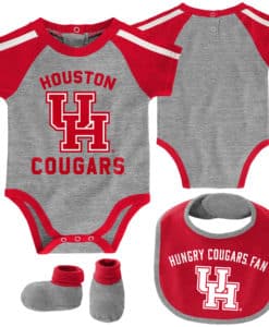 Houston Cougars Baby Gray Red 3 Piece Creeper Set