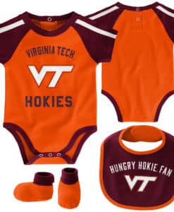 Virginia Tech Hokies Baby Orange 3 Piece Creeper Set