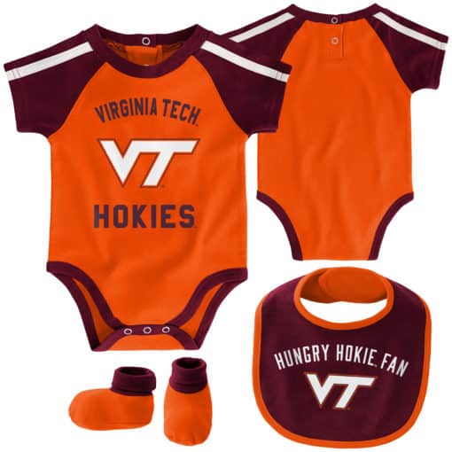 Virginia Tech Hokies Baby Orange 3 Piece Creeper Set