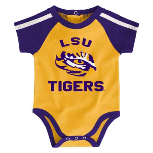 LSU Tigers Baby Gold Purple 3 Piece Creeper Set - Image 5