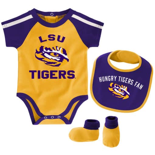 LSU Tigers Baby Gold Purple 3 Piece Creeper Set - Image 6