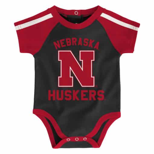 Nebraska Cornhuskers Baby Black Red 3 Piece Creeper Set - Image 5