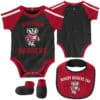 Wisconsin Badgers Baby Black 3 Piece Creeper Set