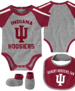 Indiana Hoosiers Baby Gray 3 Piece Creeper Set