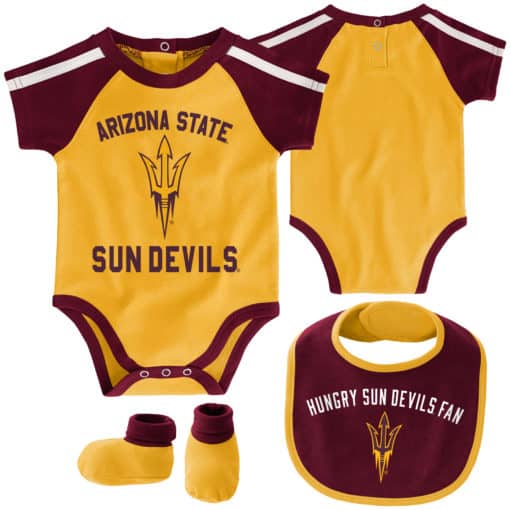 Arizona State Sun Devils Baby Gold Maroon 3 Piece Creeper Set