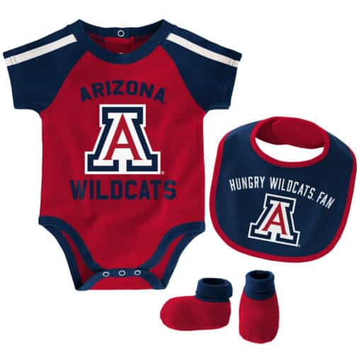 Arizona Wildcats Baby Red Navy 3 Piece Creeper Set - Image 6