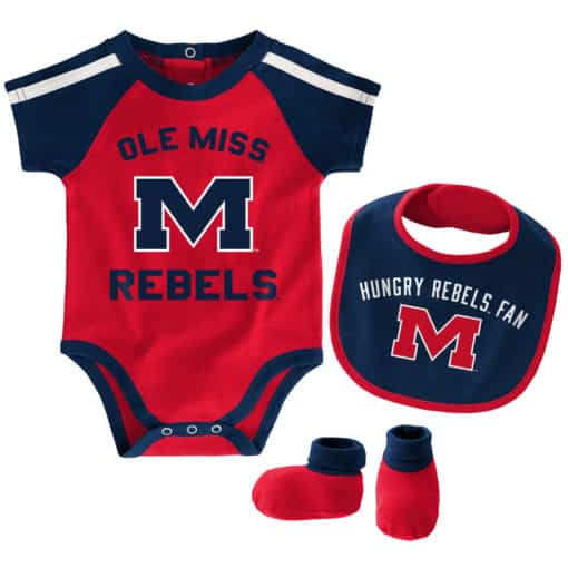 Mississippi Ole Miss Rebels Red Navy 3 Piece Creeper Set - Image 5