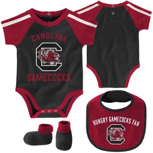 South Carolina Gamecocks Baby Black 3 Piece Creeper Set