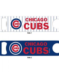 Chicago Cubs White Pinstripe Metal Bottle Opener 2-Sided