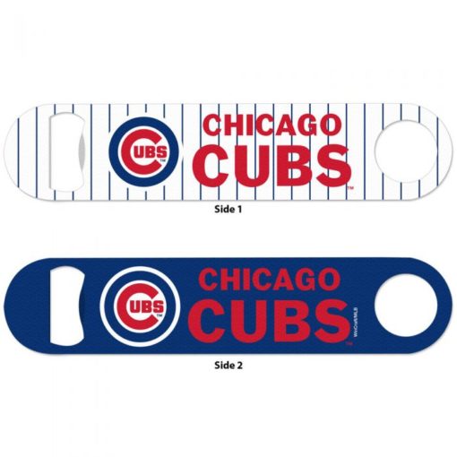 Chicago Cubs White Pinstripe Metal Bottle Opener 2-Sided